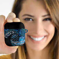 New Zealand Darts Personalised AirPods Case Aotearoa Silver Fern Blue Papua Shell Spirit LT9 Blue - Polynesian Pride