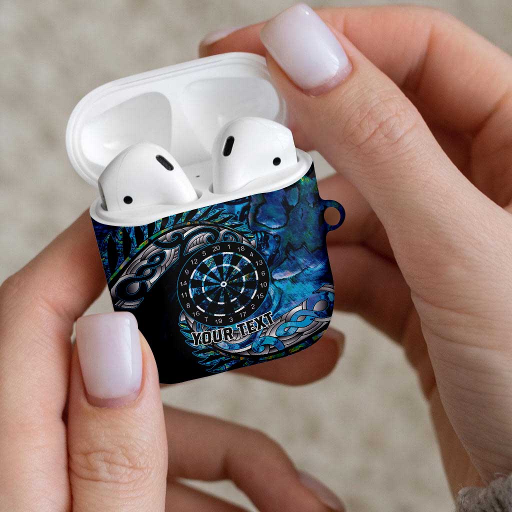 New Zealand Darts Personalised AirPods Case Aotearoa Silver Fern Blue Papua Shell Spirit LT9 - Polynesian Pride
