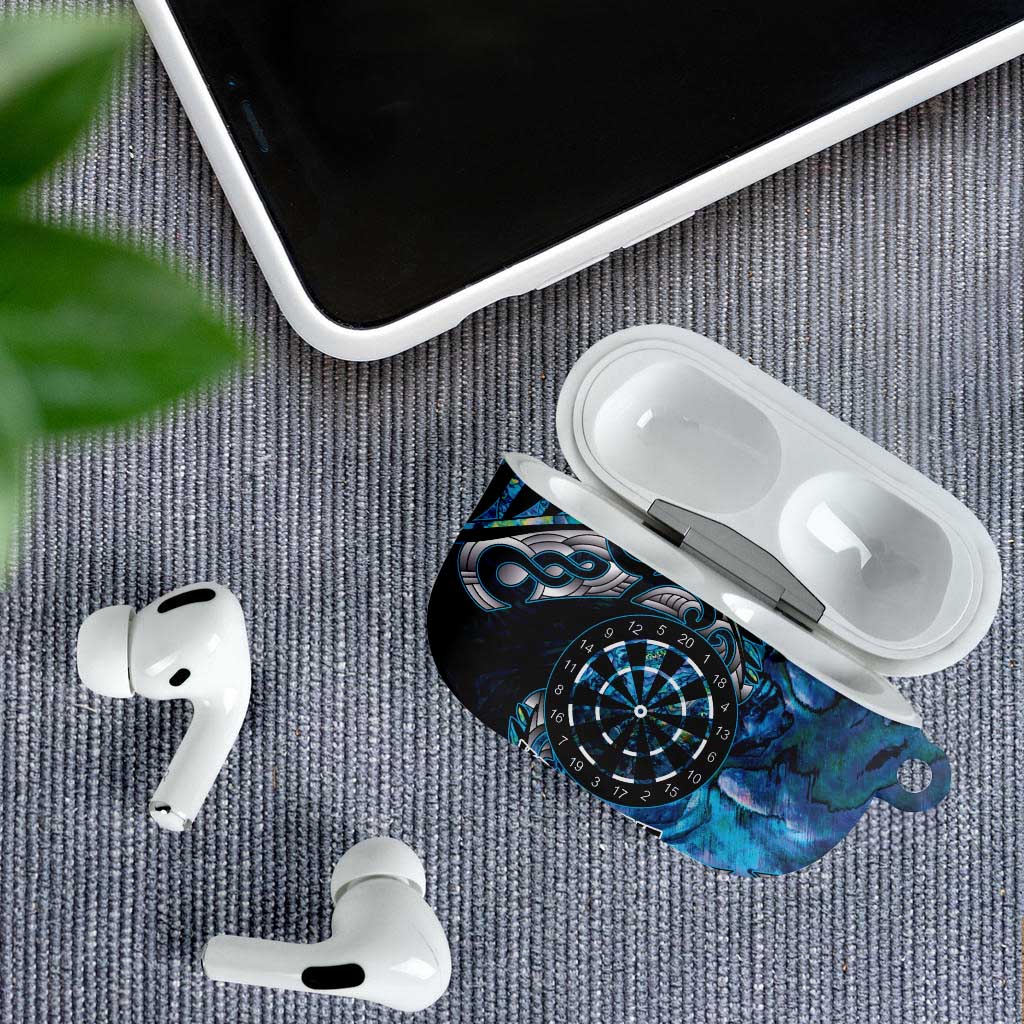New Zealand Darts Personalised AirPods Case Aotearoa Silver Fern Blue Papua Shell Spirit LT9 - Polynesian Pride