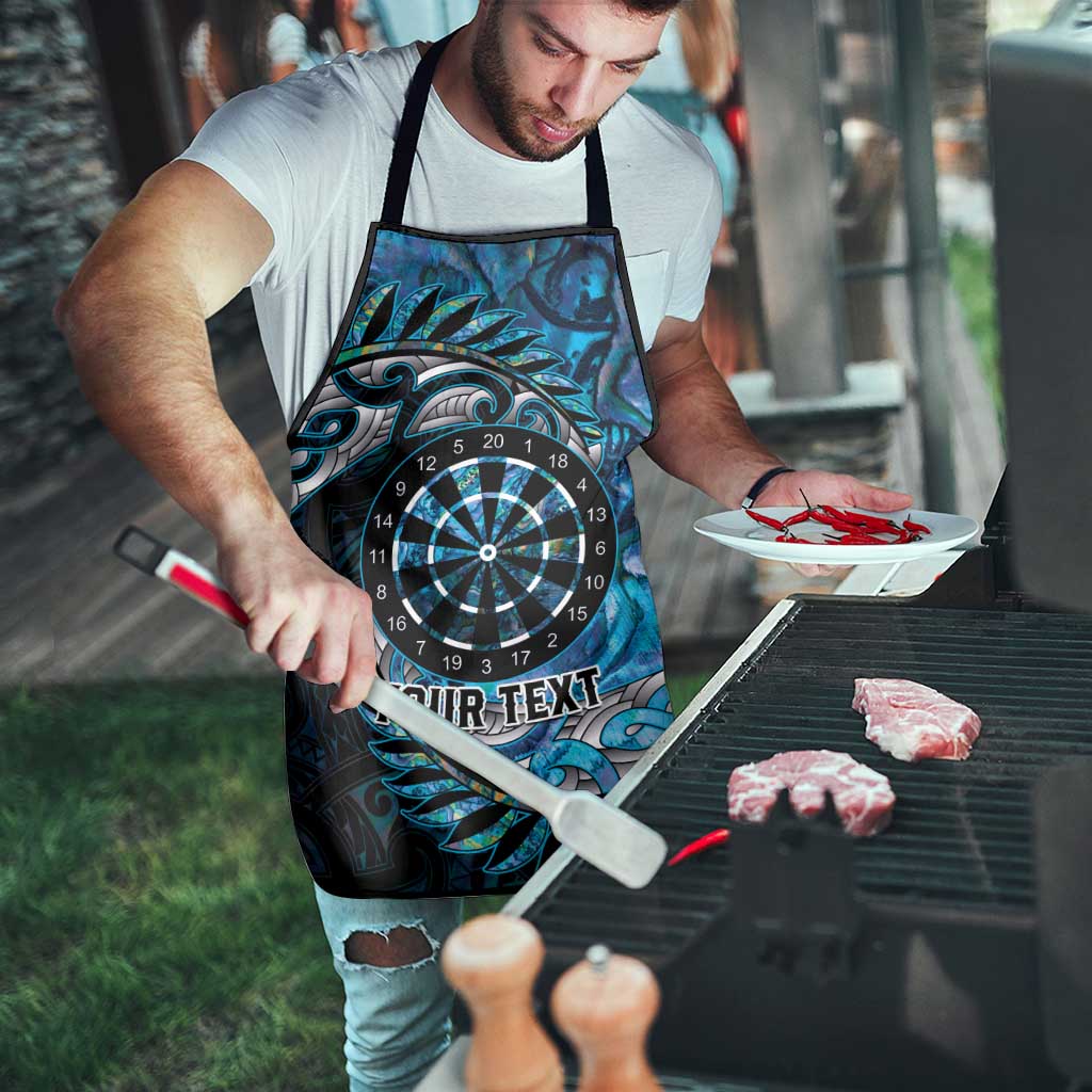 New Zealand Darts Personalised Apron Aotearoa Silver Fern Blue Papua Shell Spirit - Polynesian Pride