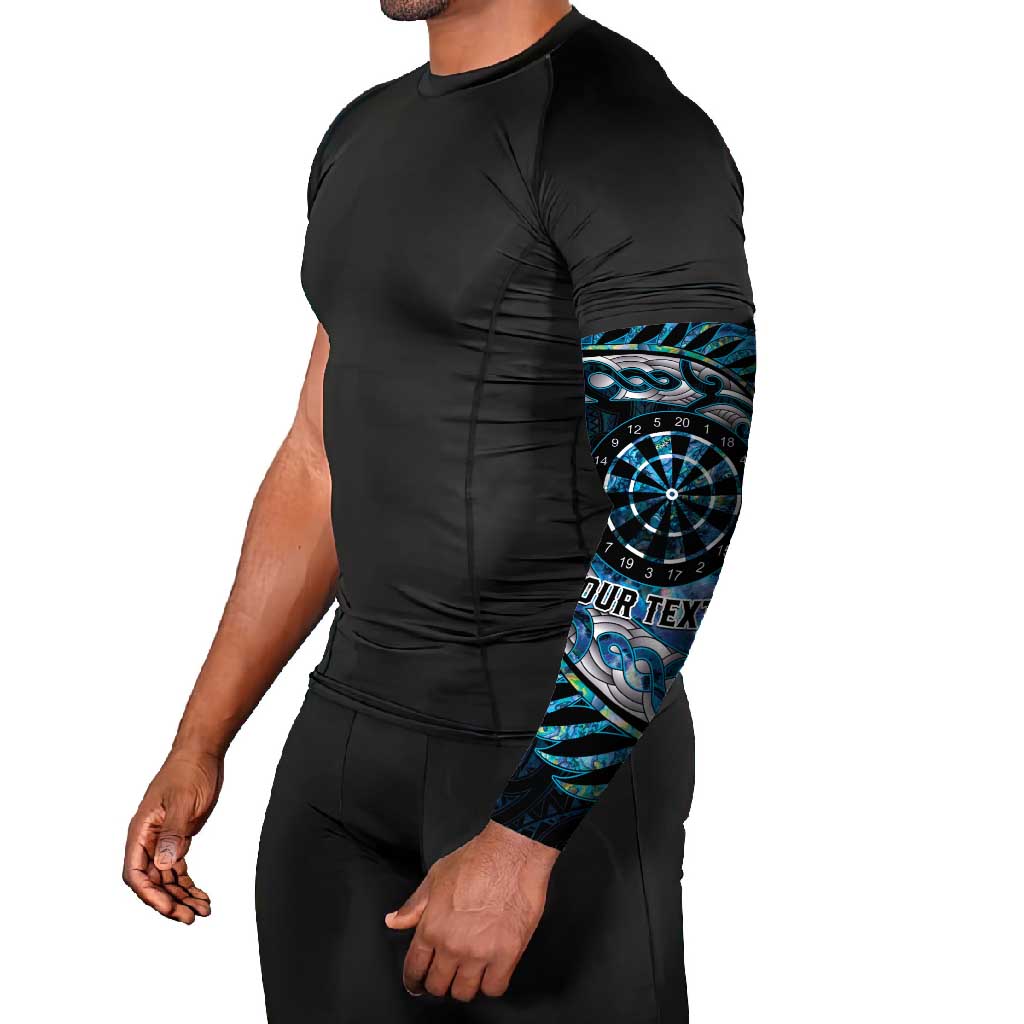 New Zealand Darts Personalised Arm Sleeves Aotearoa Silver Fern Blue Papua Shell Spirit LT9 - Polynesian Pride