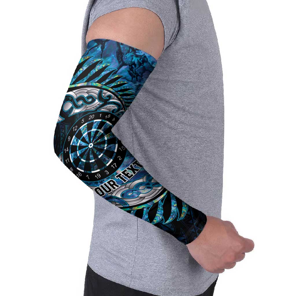 New Zealand Darts Personalised Arm Sleeves Aotearoa Silver Fern Blue Papua Shell Spirit LT9 - Polynesian Pride