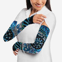 New Zealand Darts Personalised Arm Sleeves Aotearoa Silver Fern Blue Papua Shell Spirit LT9 - Polynesian Pride