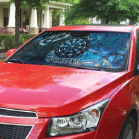 New Zealand Darts Personalised Auto Sun Shade Aotearoa Silver Fern Blue Papua Shell Spirit LT9 - Polynesian Pride