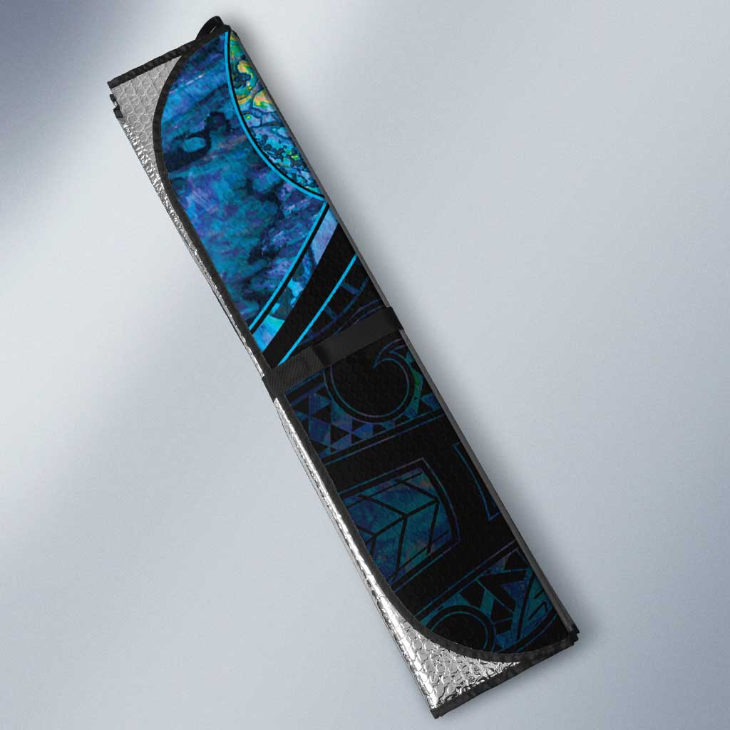 New Zealand Darts Personalised Auto Sun Shade Aotearoa Silver Fern Blue Papua Shell Spirit LT9 - Polynesian Pride