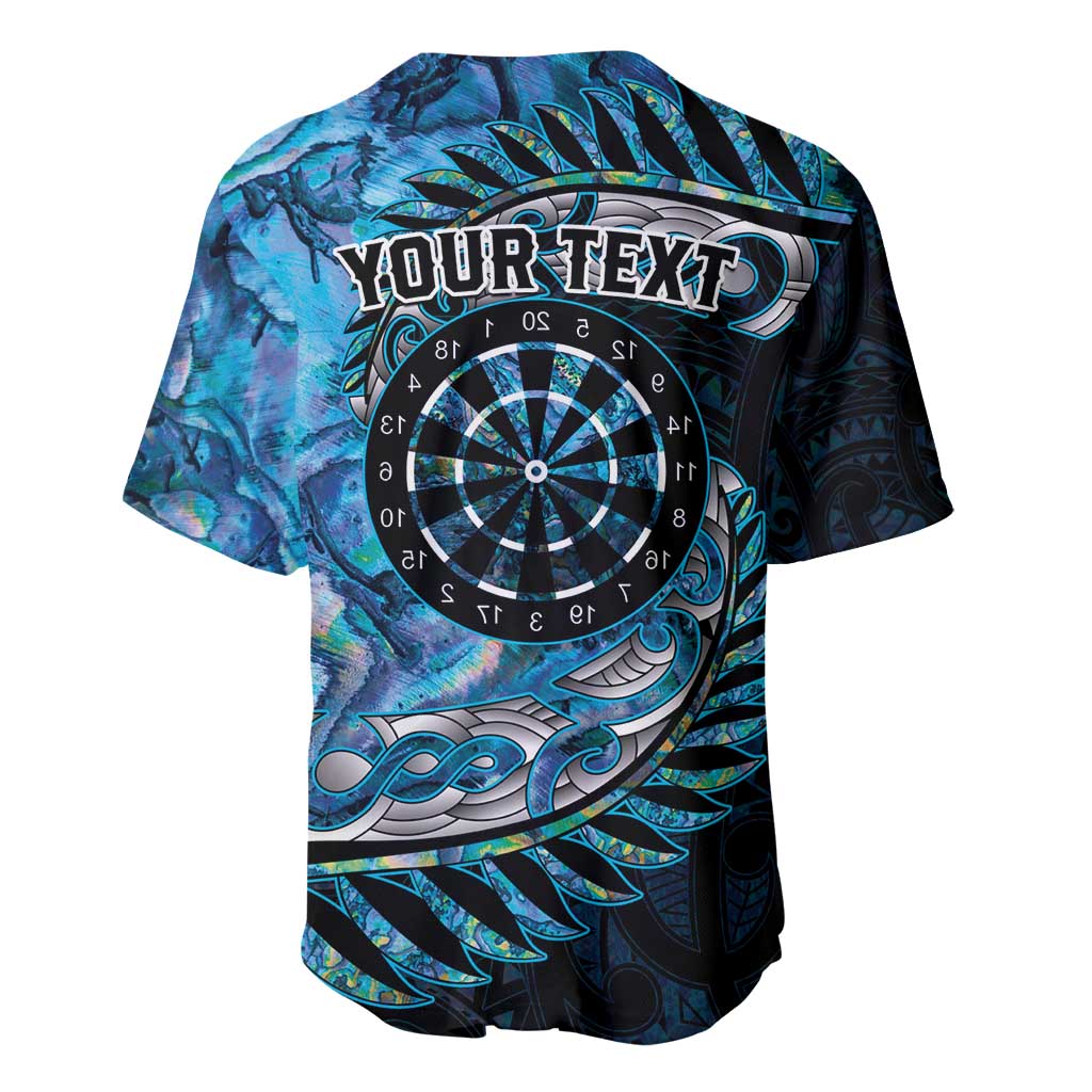 New Zealand Darts Personalised Baseball Jersey Aotearoa Silver Fern Blue Papua Shell Spirit LT9 - Polynesian Pride