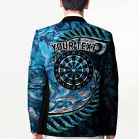 New Zealand Darts Personalised Blazer Aotearoa Silver Fern Blue Papua Shell Spirit - Polynesian Pride