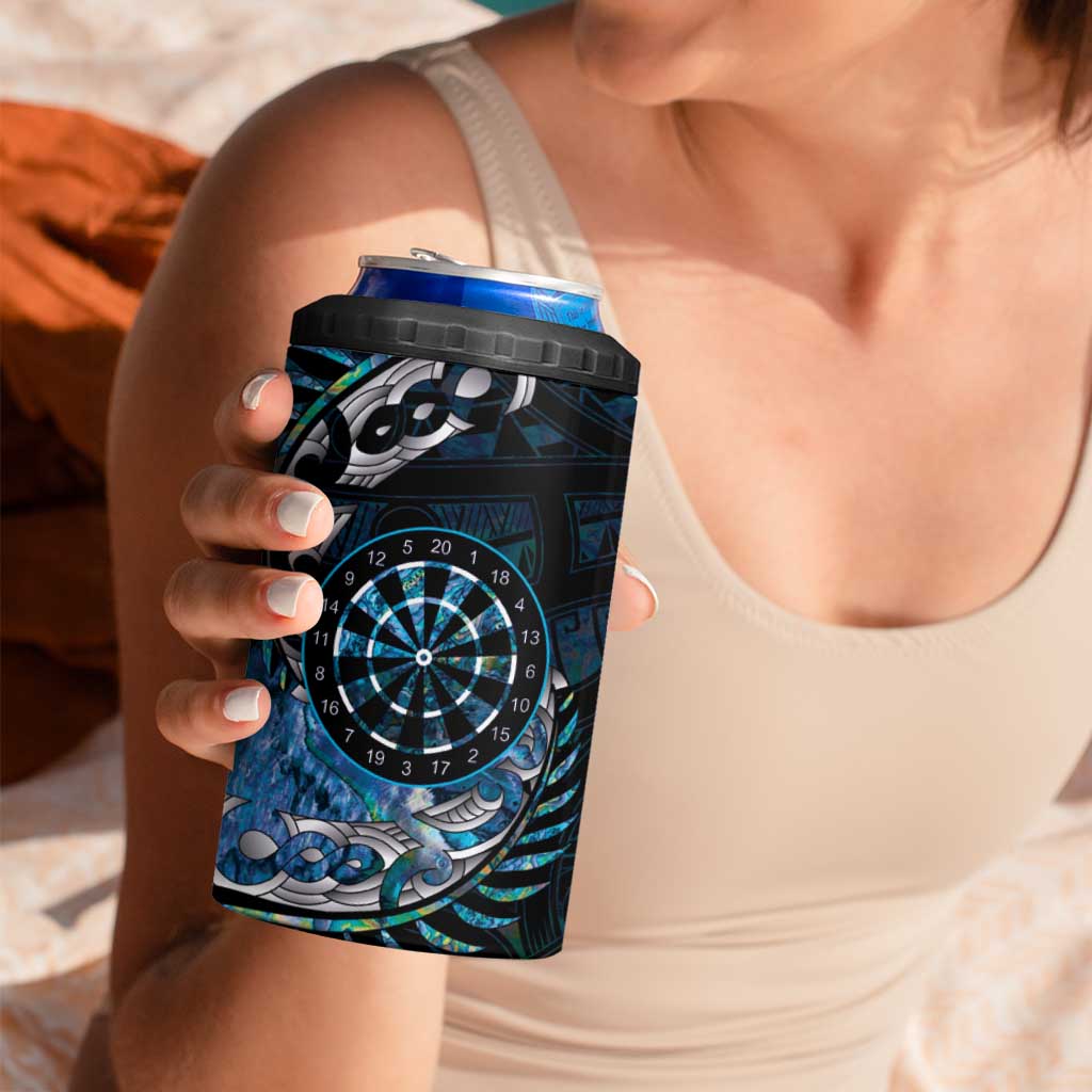 New Zealand Darts Personalised 4 in 1 Can Cooler Tumbler Aotearoa Silver Fern Blue Papua Shell Spirit LT9 - Polynesian Pride