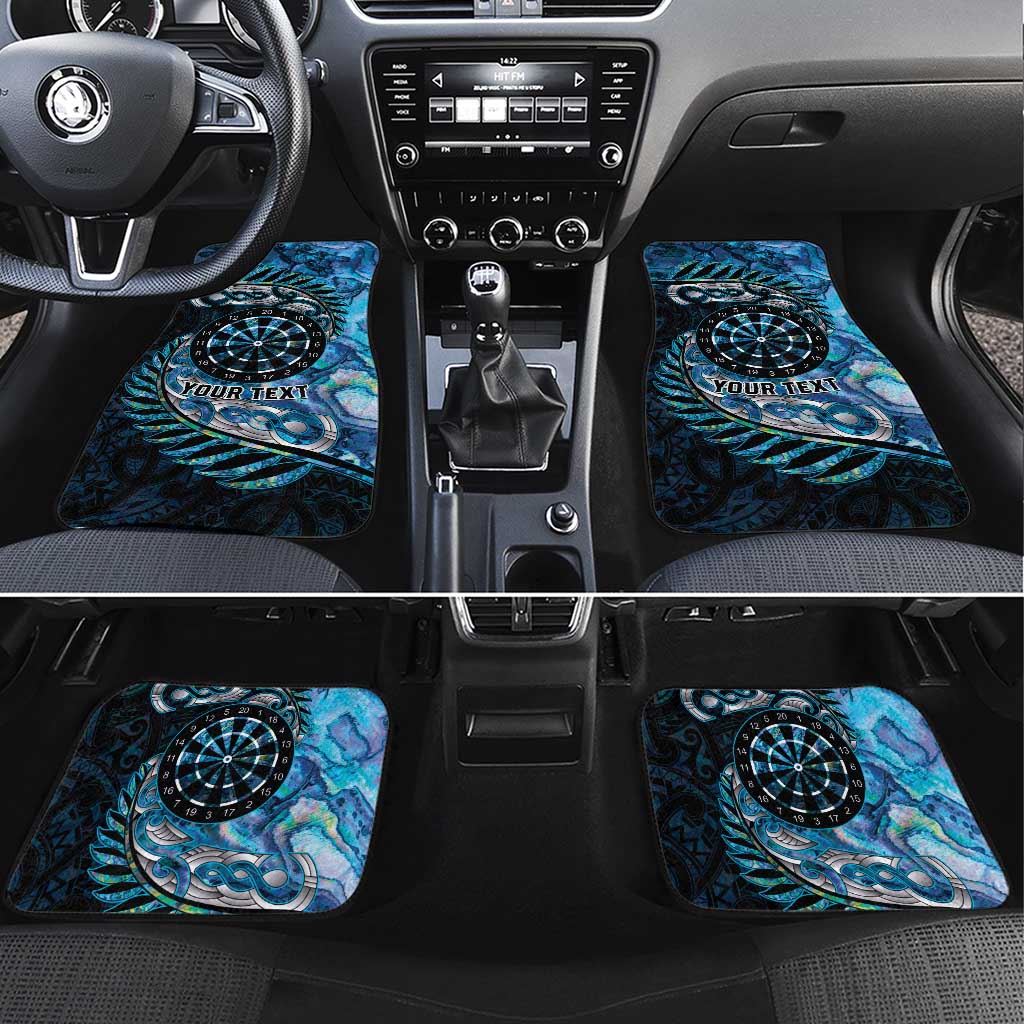 New Zealand Darts Personalised Car Mats Aotearoa Silver Fern Blue Papua Shell Spirit LT9 Set 4pcs Blue - Polynesian Pride