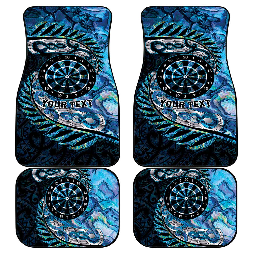 New Zealand Darts Personalised Car Mats Aotearoa Silver Fern Blue Papua Shell Spirit LT9 - Polynesian Pride