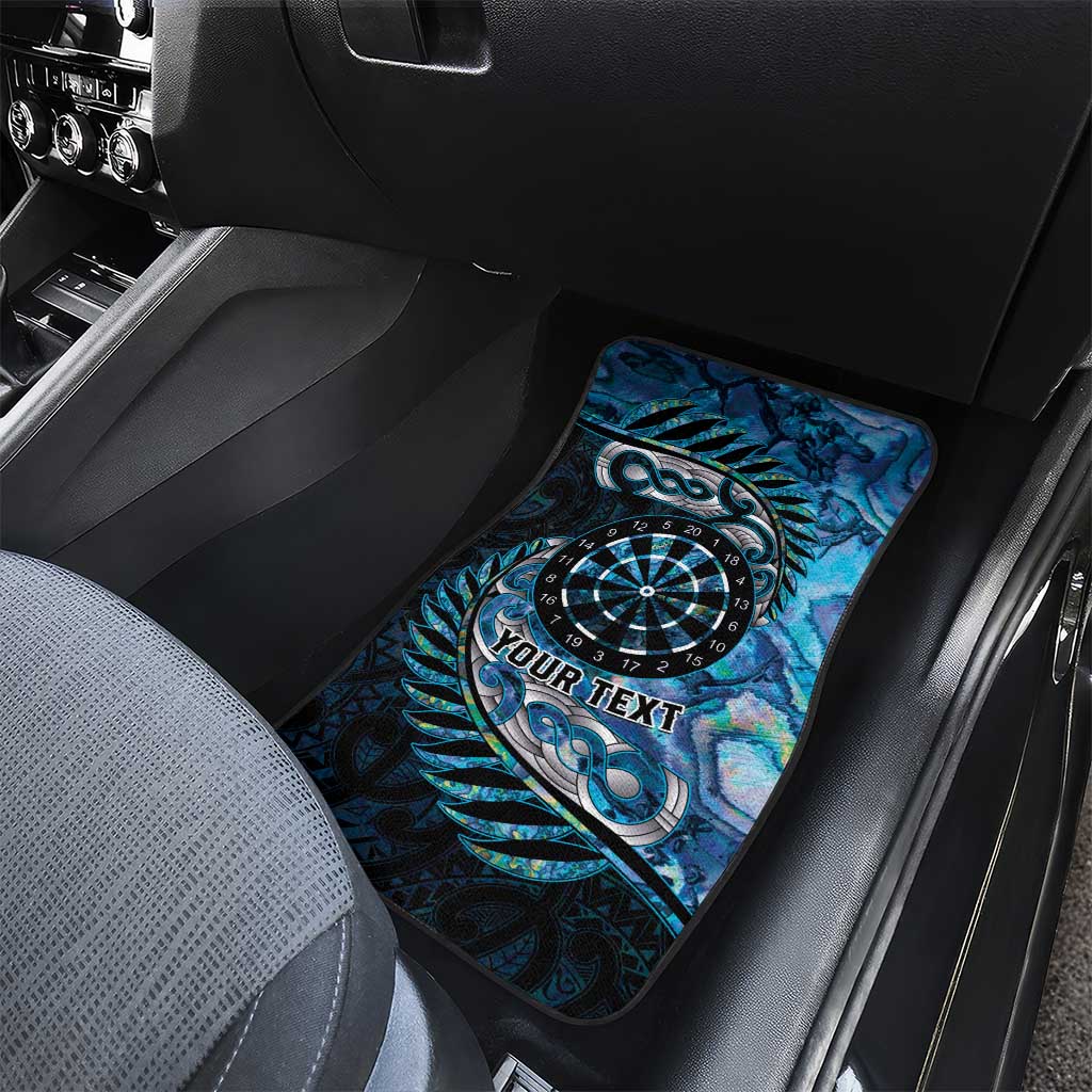 New Zealand Darts Personalised Car Mats Aotearoa Silver Fern Blue Papua Shell Spirit LT9 - Polynesian Pride