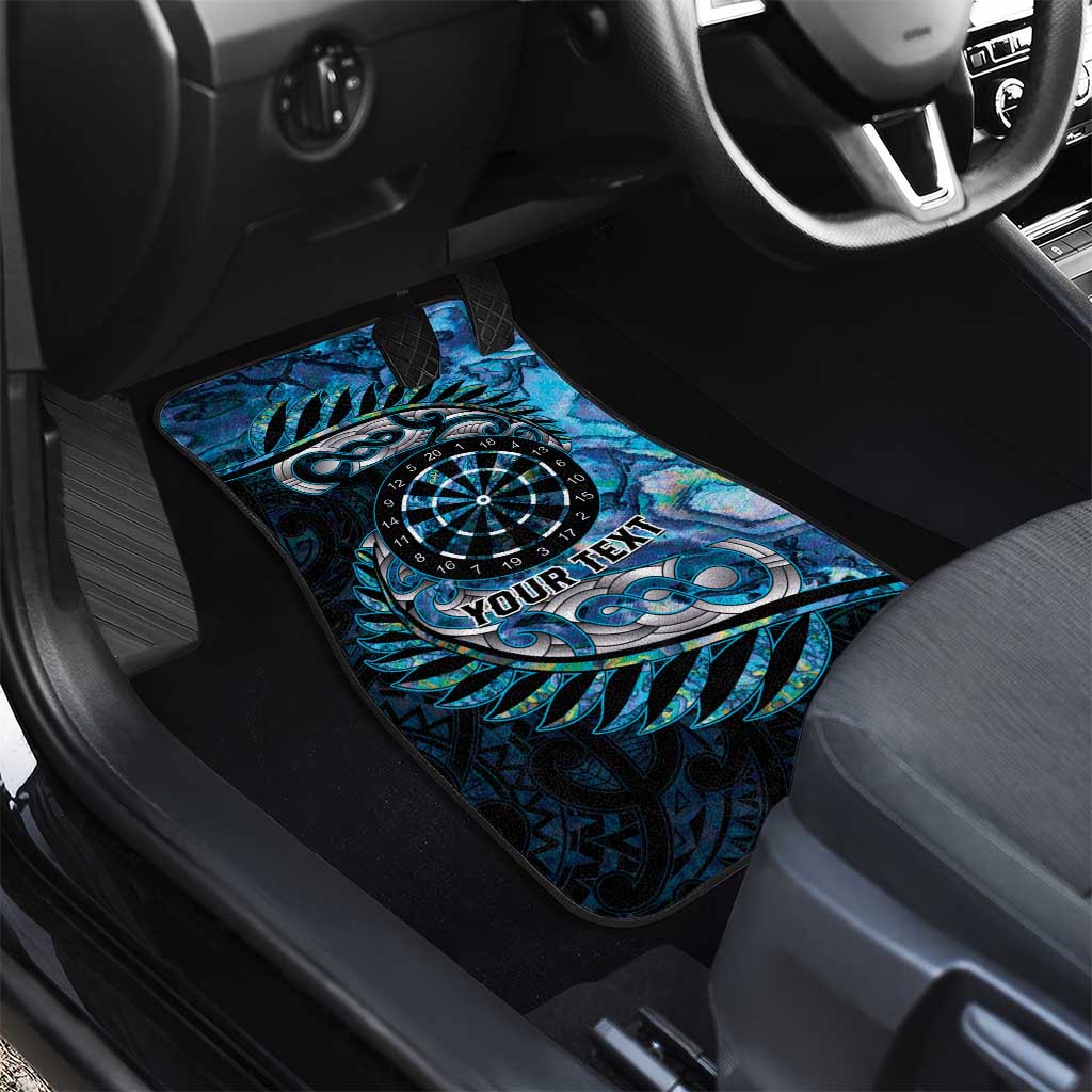 New Zealand Darts Personalised Car Mats Aotearoa Silver Fern Blue Papua Shell Spirit LT9 - Polynesian Pride