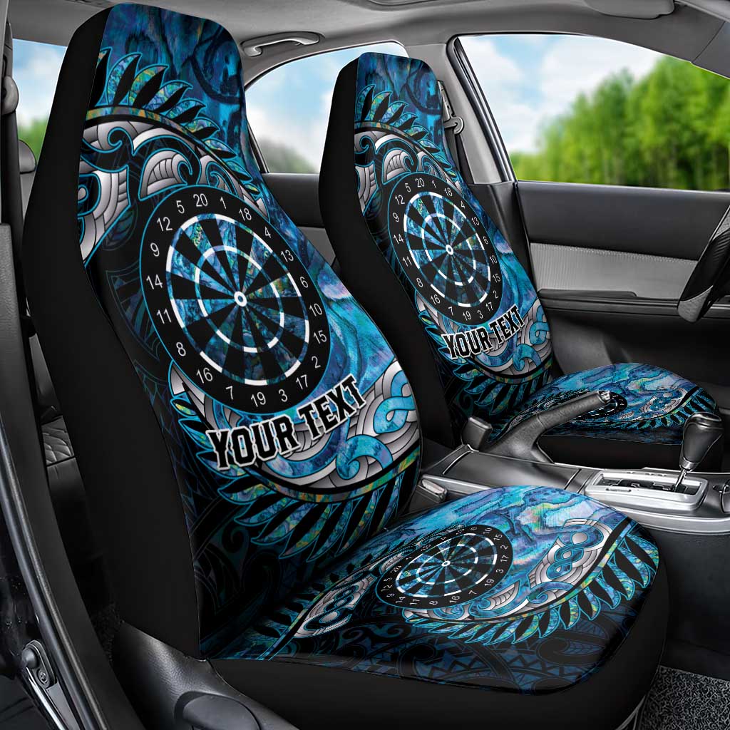 New Zealand Darts Personalised Car Seat Cover Aotearoa Silver Fern Blue Papua Shell Spirit LT9 - Polynesian Pride