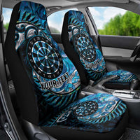 New Zealand Darts Personalised Car Seat Cover Aotearoa Silver Fern Blue Papua Shell Spirit LT9 - Polynesian Pride