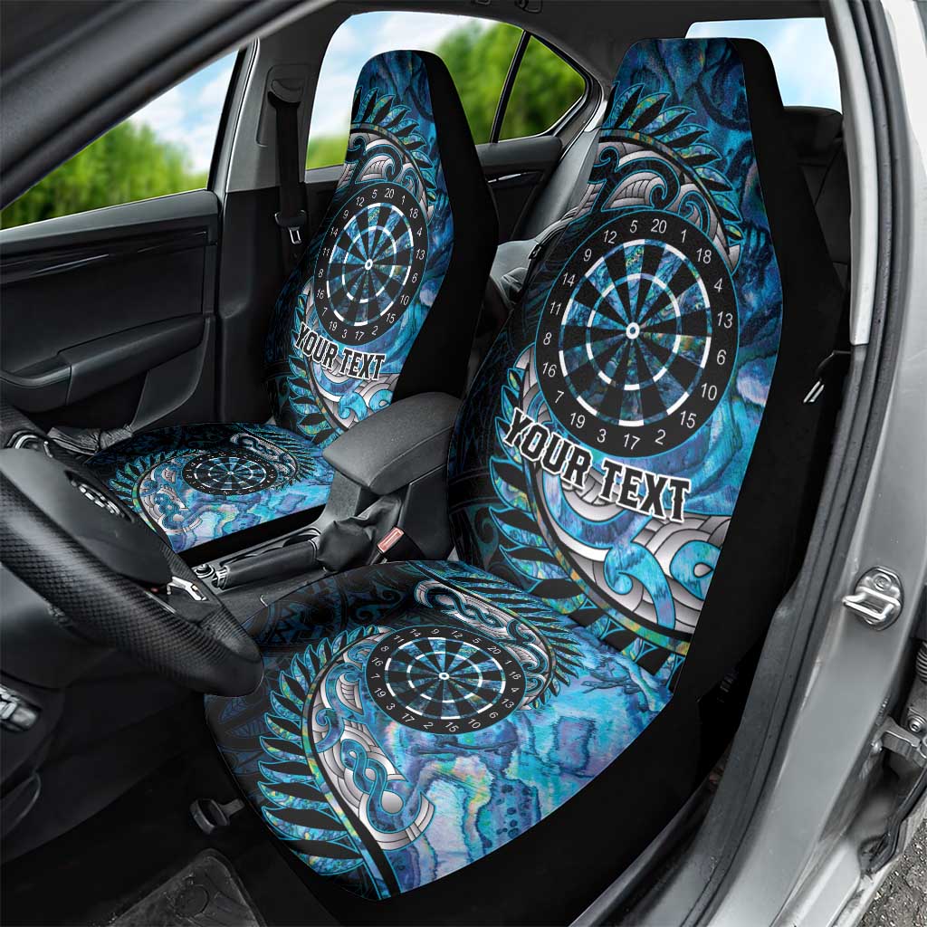 New Zealand Darts Personalised Car Seat Cover Aotearoa Silver Fern Blue Papua Shell Spirit LT9 - Polynesian Pride