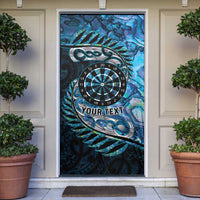 New Zealand Darts Personalised Door Cover Aotearoa Silver Fern Blue Papua Shell Spirit LT9 Blue - Polynesian Pride