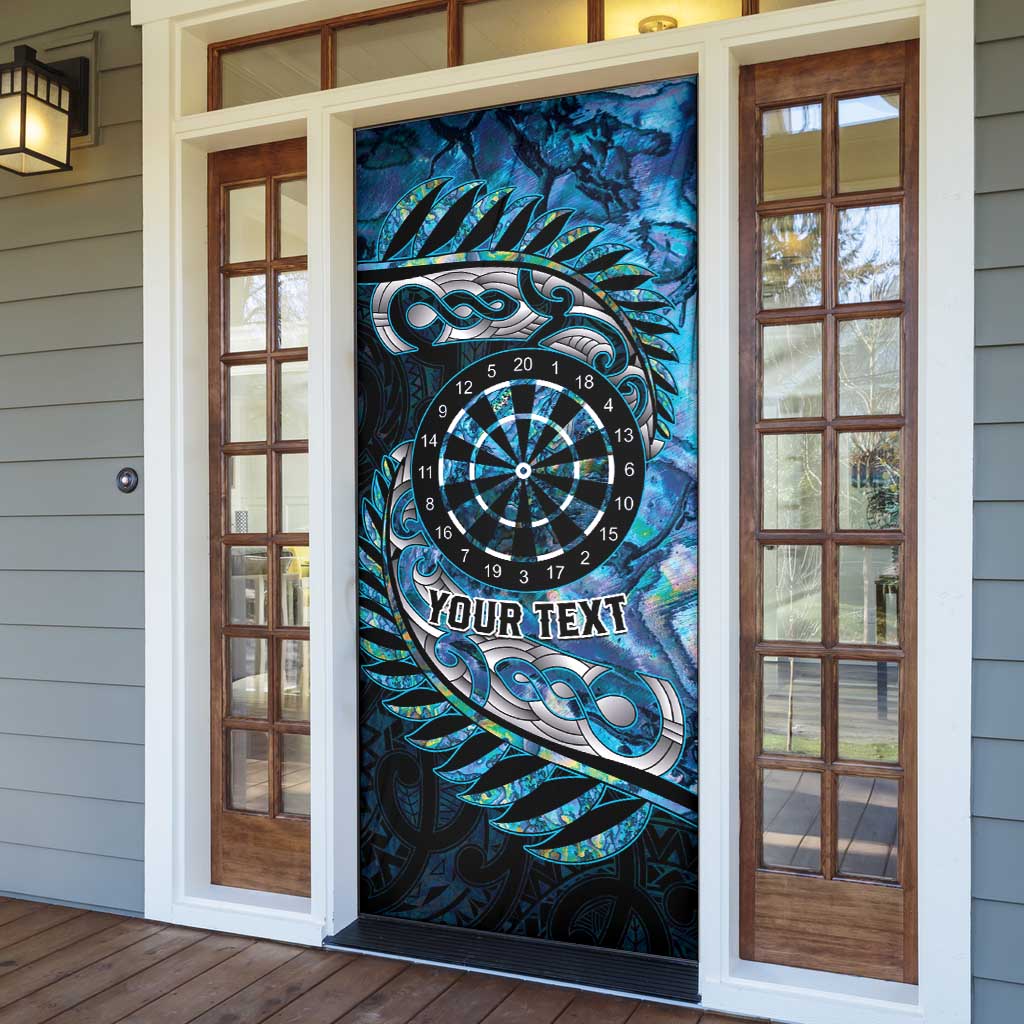 New Zealand Darts Personalised Door Cover Aotearoa Silver Fern Blue Papua Shell Spirit LT9 - Polynesian Pride
