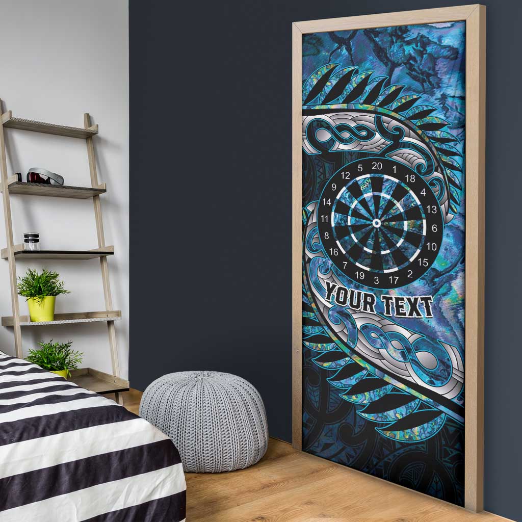 New Zealand Darts Personalised Door Cover Aotearoa Silver Fern Blue Papua Shell Spirit LT9 - Polynesian Pride