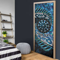 New Zealand Darts Personalised Door Cover Aotearoa Silver Fern Blue Papua Shell Spirit LT9 - Polynesian Pride