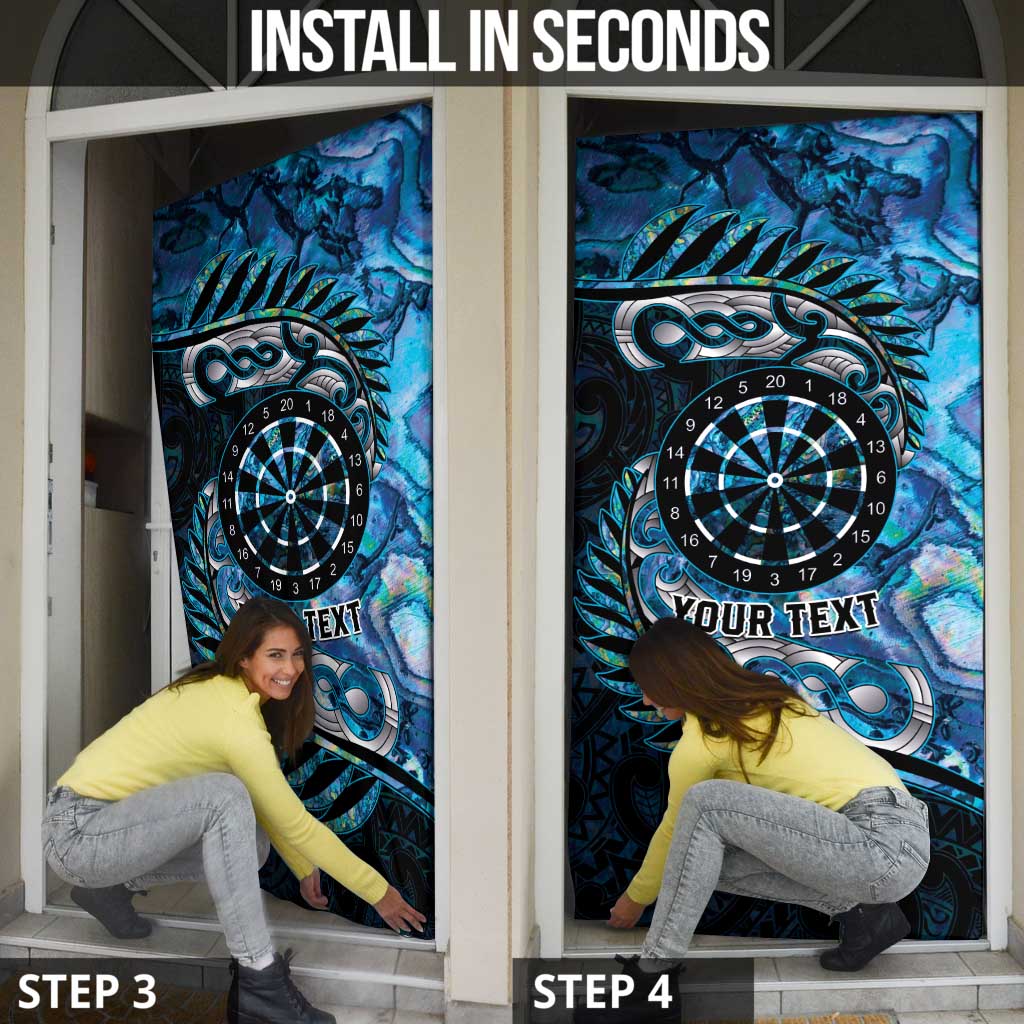New Zealand Darts Personalised Door Cover Aotearoa Silver Fern Blue Papua Shell Spirit LT9 - Polynesian Pride