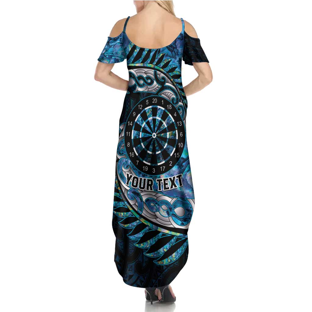New Zealand Darts Personalised Family Matching Summer Maxi Dress and Hawaiian Shirt Aotearoa Silver Fern Blue Papua Shell Spirit LT9 - Polynesian Pride
