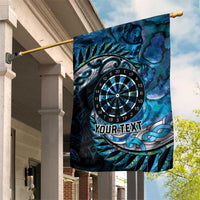 New Zealand Darts Personalised Garden Flag Aotearoa Silver Fern Blue Papua Shell Spirit LT9 House Flag Blue - Polynesian Pride