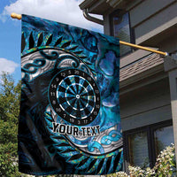 New Zealand Darts Personalised Garden Flag Aotearoa Silver Fern Blue Papua Shell Spirit LT9 - Polynesian Pride