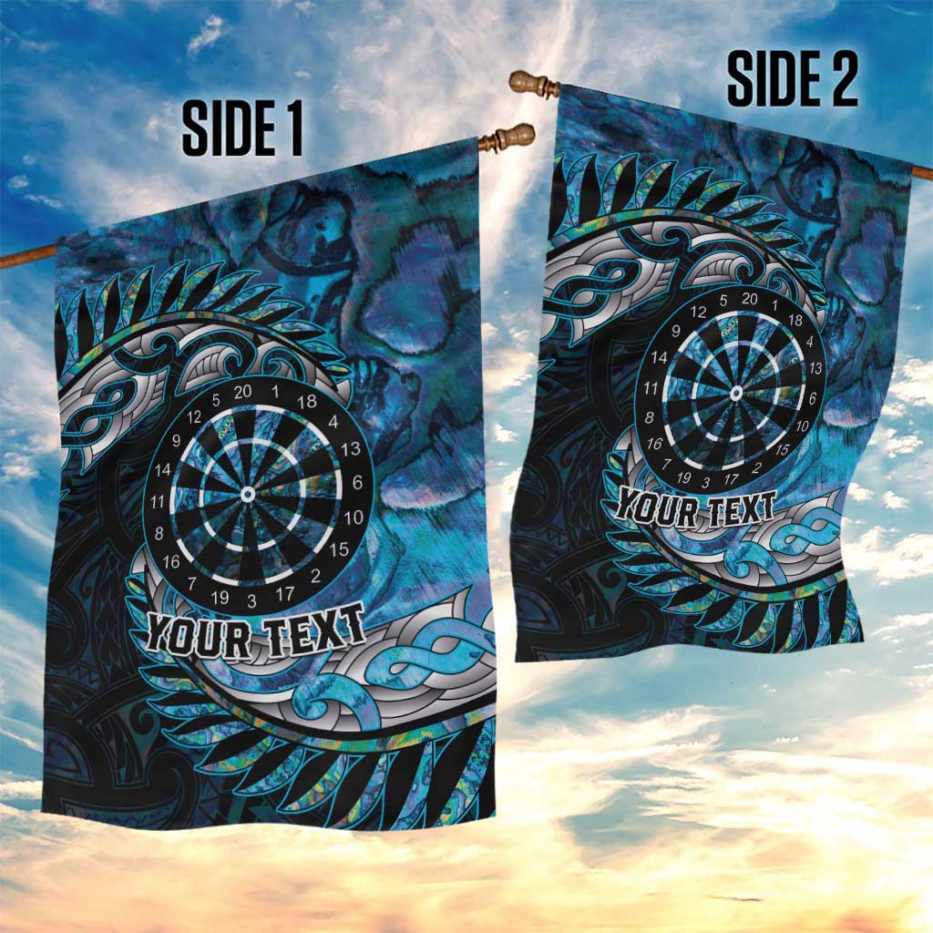 New Zealand Darts Personalised Garden Flag Aotearoa Silver Fern Blue Papua Shell Spirit LT9 - Polynesian Pride