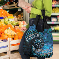 New Zealand Darts Personalised Grocery Bag Aotearoa Silver Fern Blue Papua Shell Spirit LT9 - Polynesian Pride