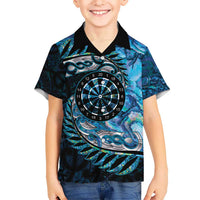 New Zealand Darts Personalised Hawaiian Shirt Aotearoa Silver Fern Blue Papua Shell Spirit LT9 - Polynesian Pride