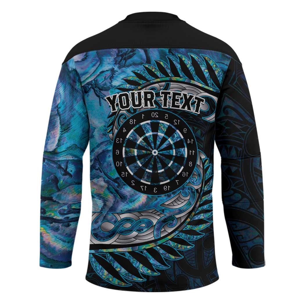 New Zealand Darts Personalised Hockey Jersey Aotearoa Silver Fern Blue Papua Shell Spirit LT9 - Polynesian Pride