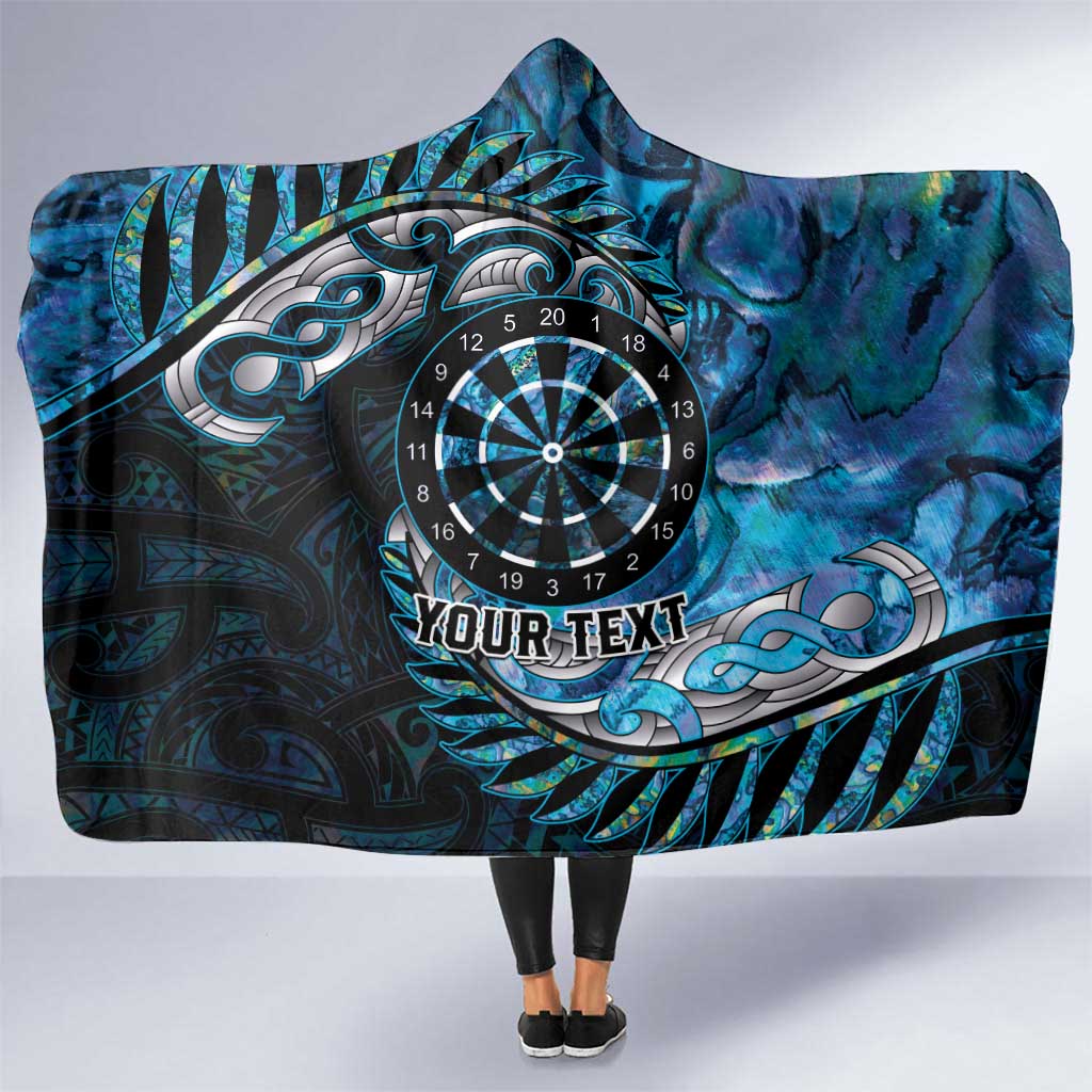 New Zealand Darts Personalised Hooded Blanket Aotearoa Silver Fern Blue Papua Shell Spirit LT9 One Size Blue - Polynesian Pride