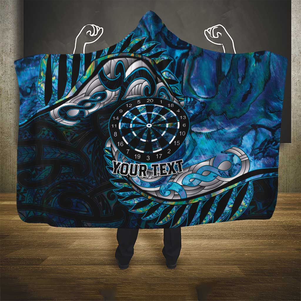 New Zealand Darts Personalised Hooded Blanket Aotearoa Silver Fern Blue Papua Shell Spirit LT9 - Polynesian Pride