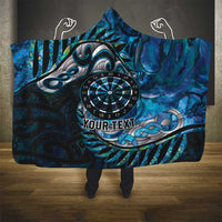 New Zealand Darts Personalised Hooded Blanket Aotearoa Silver Fern Blue Papua Shell Spirit LT9 - Polynesian Pride