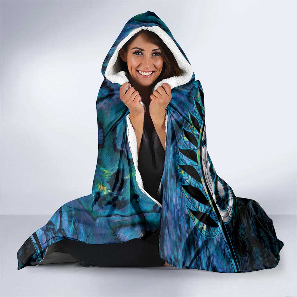 New Zealand Darts Personalised Hooded Blanket Aotearoa Silver Fern Blue Papua Shell Spirit LT9 - Polynesian Pride