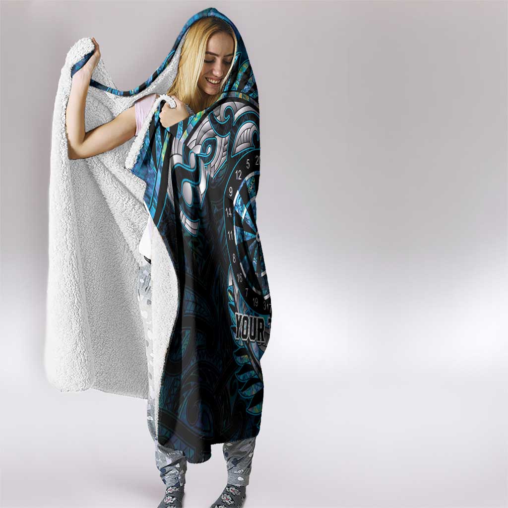 New Zealand Darts Personalised Hooded Blanket Aotearoa Silver Fern Blue Papua Shell Spirit LT9 - Polynesian Pride