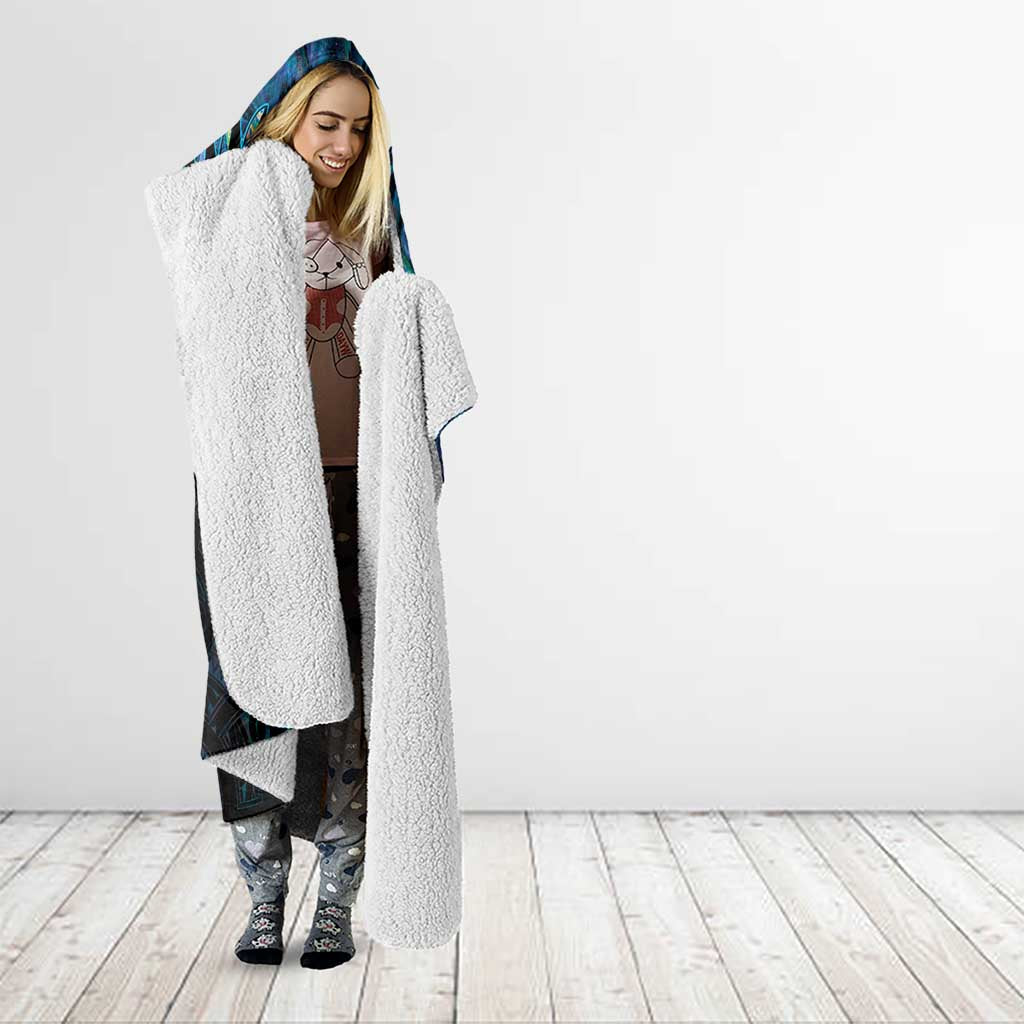 New Zealand Darts Personalised Hooded Blanket Aotearoa Silver Fern Blue Papua Shell Spirit LT9 - Polynesian Pride