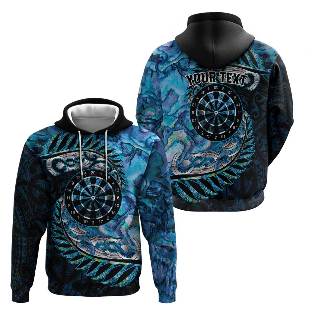 New Zealand Darts Personalised Hoodie Aotearoa Silver Fern Blue Papua Shell Spirit LT9 - Polynesian Pride