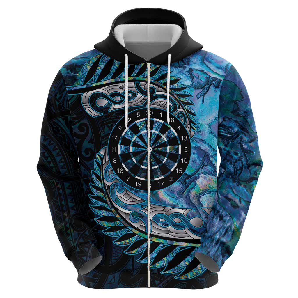 New Zealand Darts Personalised Hoodie Aotearoa Silver Fern Blue Papua Shell Spirit LT9 - Polynesian Pride