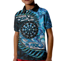 New Zealand Darts Personalised Kid Polo Shirt Aotearoa Silver Fern Blue Papua Shell Spirit LT9 Kid Blue - Polynesian Pride