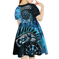 New Zealand Darts Personalised Kid Short Sleeve Dress Aotearoa Silver Fern Blue Papua Shell Spirit LT9 - Polynesian Pride