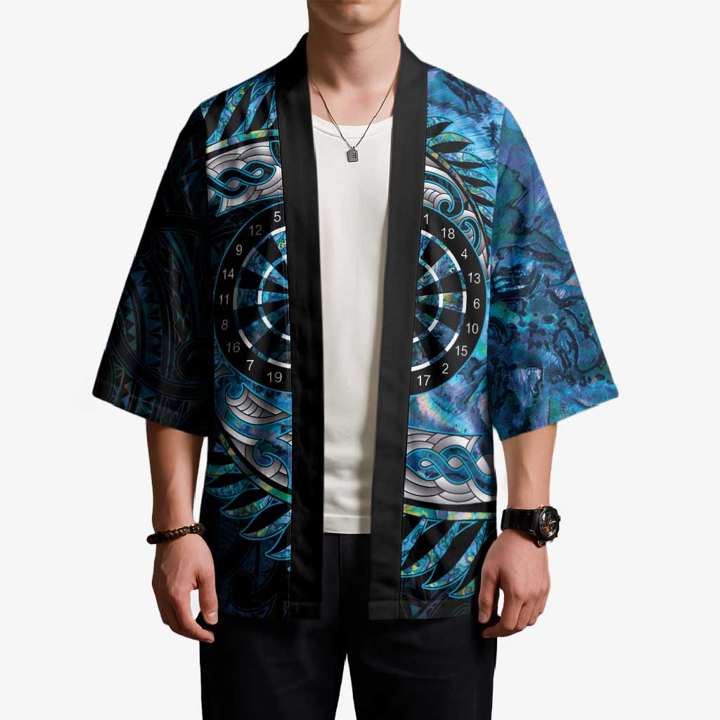 New Zealand Darts Personalised Kimono Aotearoa Silver Fern Blue Papua Shell Spirit LT9 - Polynesian Pride