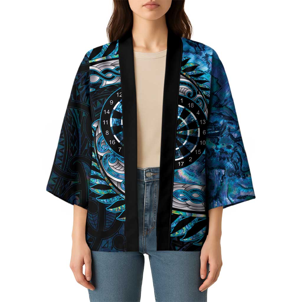 New Zealand Darts Personalised Kimono Aotearoa Silver Fern Blue Papua Shell Spirit LT9 - Polynesian Pride