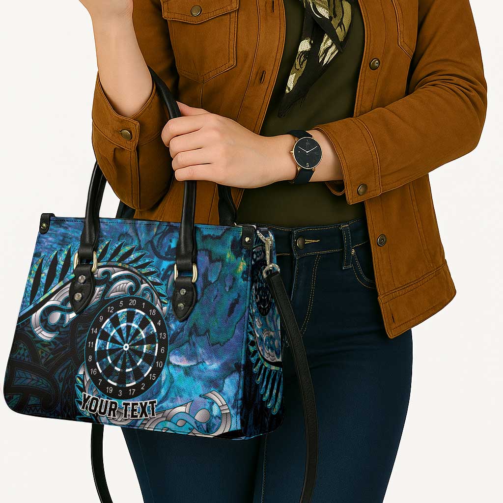 New Zealand Darts Personalised Leather Bag Aotearoa Silver Fern Blue Papua Shell Spirit LT9 - Polynesian Pride