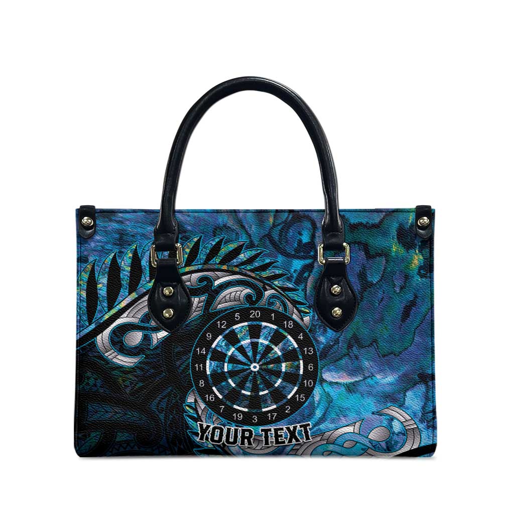 New Zealand Darts Personalised Leather Bag Aotearoa Silver Fern Blue Papua Shell Spirit LT9 - Polynesian Pride
