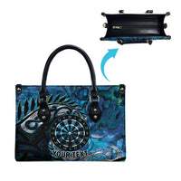New Zealand Darts Personalised Leather Bag Aotearoa Silver Fern Blue Papua Shell Spirit LT9 - Polynesian Pride