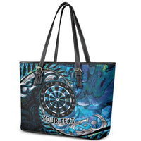New Zealand Darts Personalised Leather Tote Bag Aotearoa Silver Fern Blue Papua Shell Spirit LT9 - Polynesian Pride
