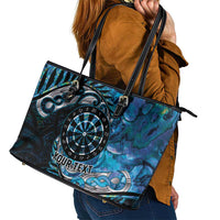 New Zealand Darts Personalised Leather Tote Bag Aotearoa Silver Fern Blue Papua Shell Spirit LT9 - Polynesian Pride