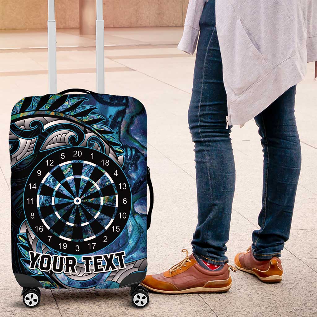 New Zealand Darts Personalised Luggage Cover Aotearoa Silver Fern Blue Papua Shell Spirit LT9 Blue - Polynesian Pride