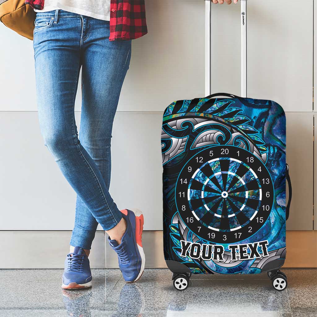 New Zealand Darts Personalised Luggage Cover Aotearoa Silver Fern Blue Papua Shell Spirit LT9 - Polynesian Pride